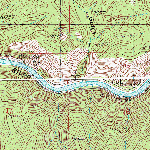 Topographic Map of Ally Gulch, ID