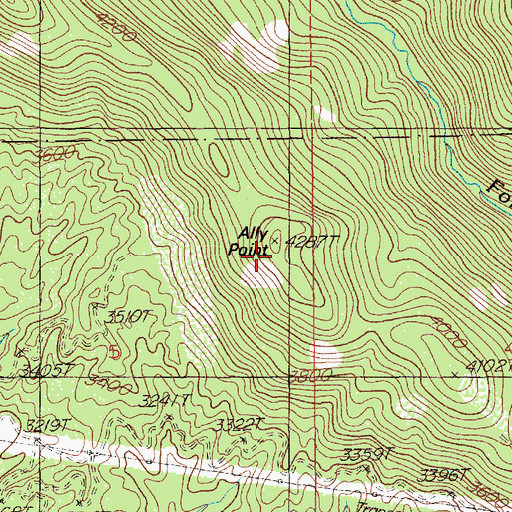 Topographic Map of Ally Point, ID