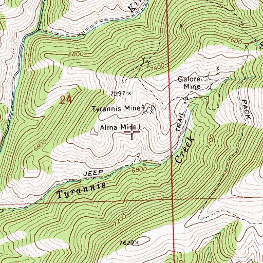 Topographic Map of Alma Mine, ID