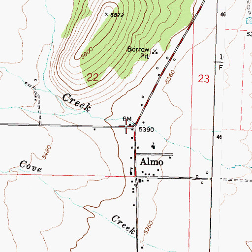 Topographic Map of Almo, ID
