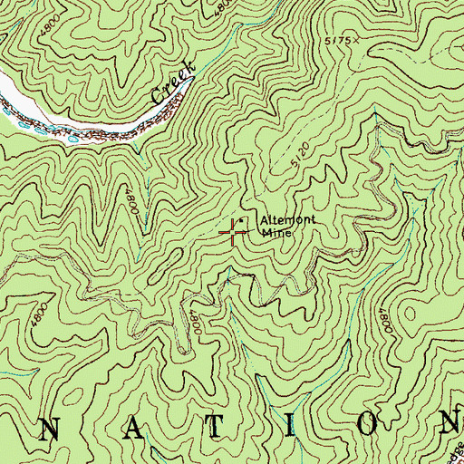 Topographic Map of Altemont Mine, ID
