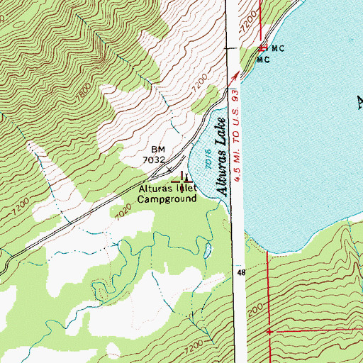 Topographic Map of Alturas Inlet Campground, ID