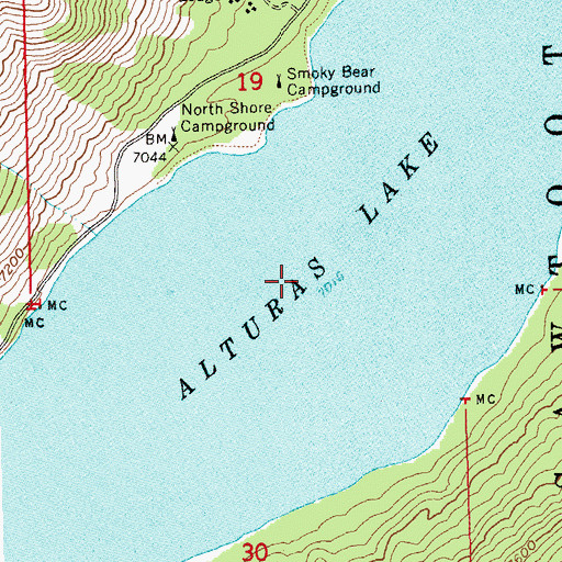 Topographic Map of Alturas Lake, ID