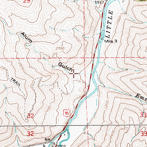 Topographic Map of Alum Gulch, ID