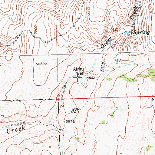 Topographic Map of Alvins Well, ID