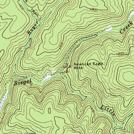Topographic Map of American Eagle Mine, ID