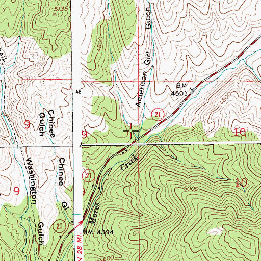 Topographic Map of American Girl Gulch, ID