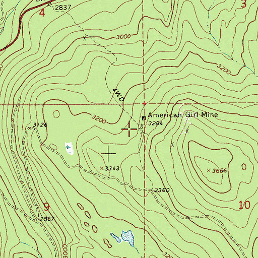 Topographic Map of American Girl Mine, ID