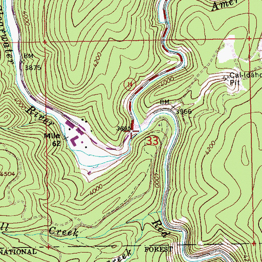 Topographic Map of American River, ID
