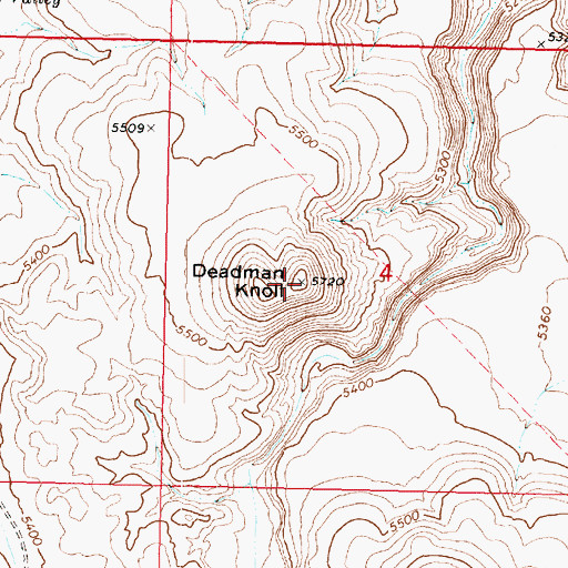 Topographic Map of Deadman Knoll, AZ