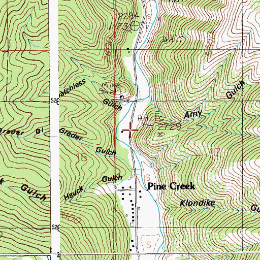 Topographic Map of Amy-Matchless Mine, ID