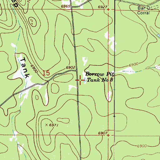 Topographic Map of Borrow Pit Number Three Tank, AZ