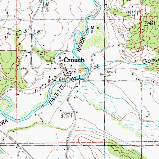 Topographic Map of Anderson Creek, ID