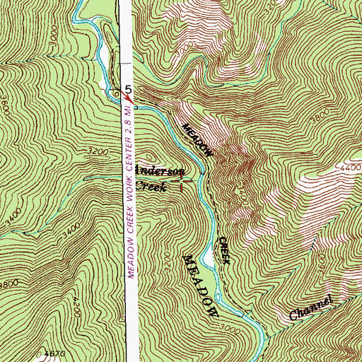 Topographic Map of Anderson Creek, ID