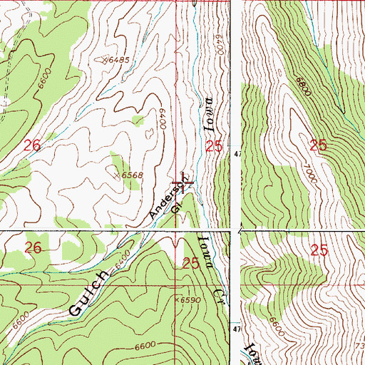 Topographic Map of Anderson Gulch, ID