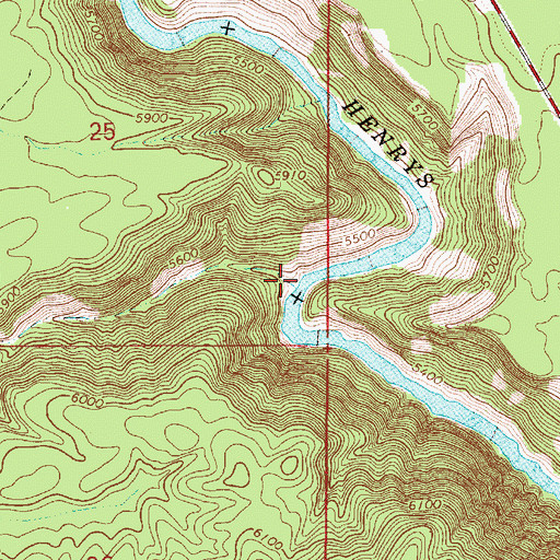 Topographic Map of Anderson Mill Canyon, ID