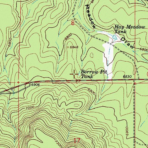 Topographic Map of Borrow Pit Tank, AZ