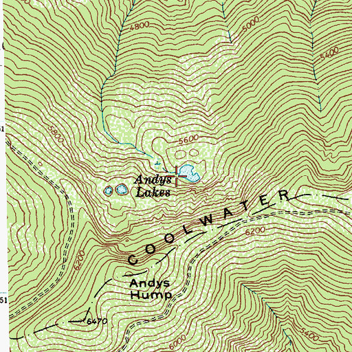 Topographic Map of Andys Lakes, ID
