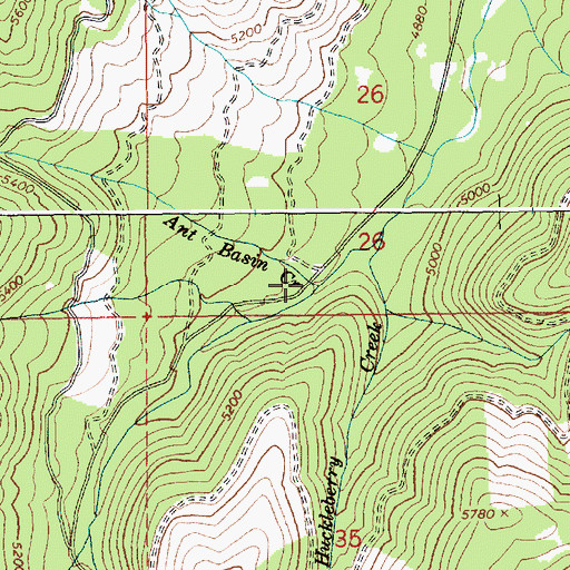 Topographic Map of Ant Basin Creek, ID