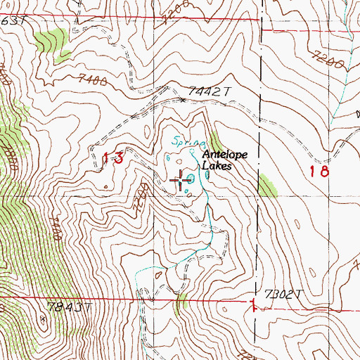 Topographic Map of Antelope Lakes, ID