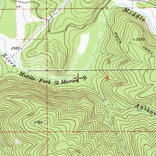 Topographic Map of Anthony Creek, ID