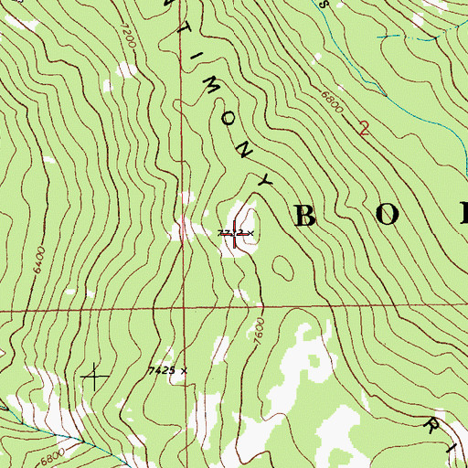 Topographic Map of Antimony Ridge, ID