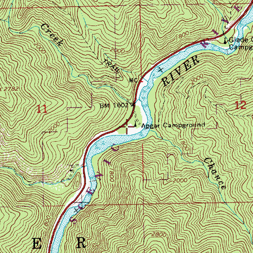 Topographic Map of Apgar Campground, ID