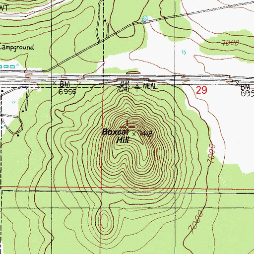 Topographic Map of Boxcar Hill, AZ
