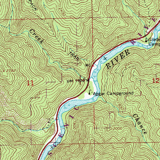 Topographic Map of Apgar Creek, ID