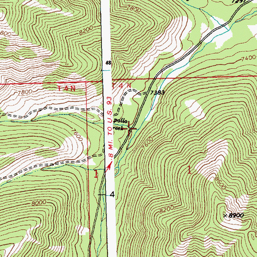 Topographic Map of Apollo Creek, ID