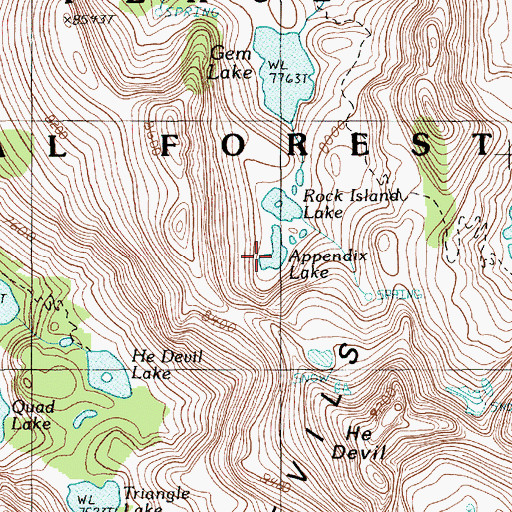 Topographic Map of Appendix Lake, ID