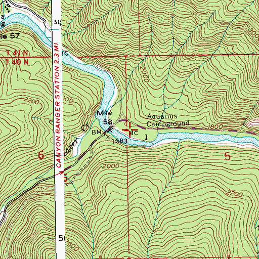 Topographic Map of Aquarius Campground, ID