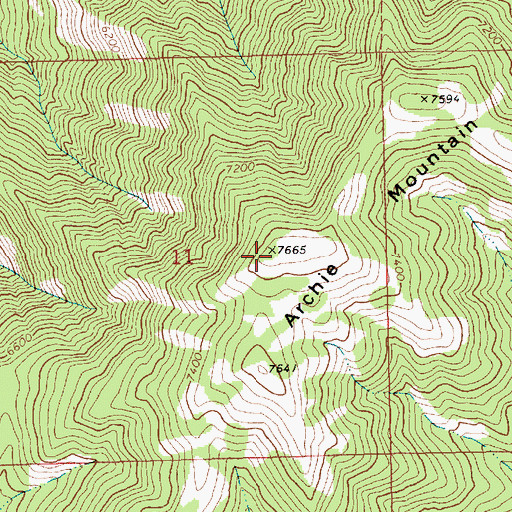 Topographic Map of Archie Mountain, ID