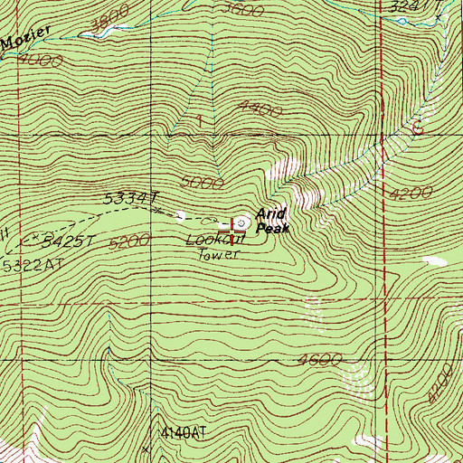 Topographic Map of Arid Peak, ID
