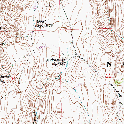 Topographic Map of Arkansas Spring, ID