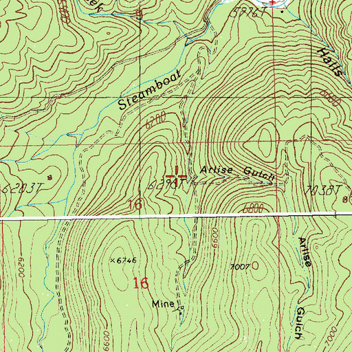 Topographic Map of Arlise Gulch, ID