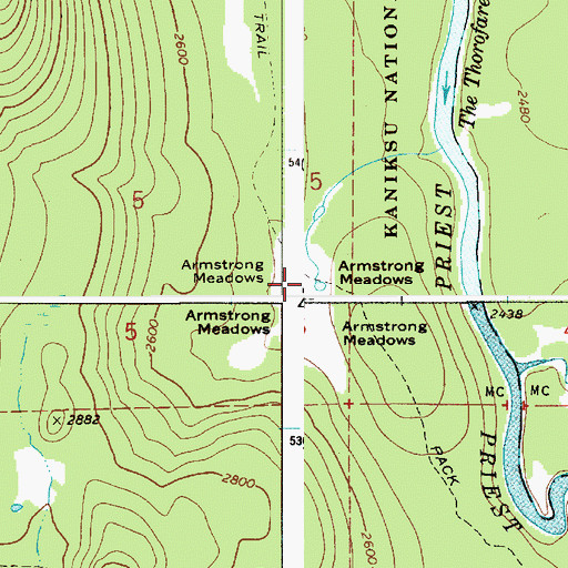 Topographic Map of Armstrong Meadows, ID