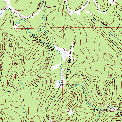 Topographic Map of Arnett Meadows, ID