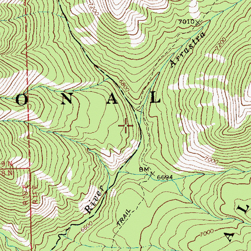 Topographic Map of Arrastra Creek, ID