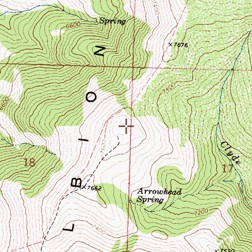 Topographic Map of Arrowhead Spring, ID