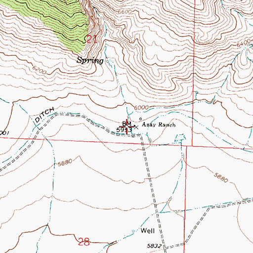 Topographic Map of Asay Ranch, ID