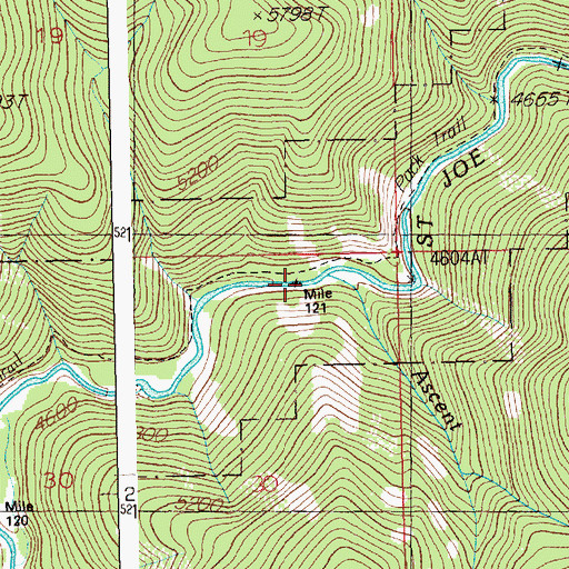 Topographic Map of Ascent Creek, ID