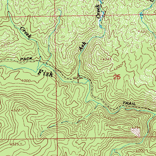 Topographic Map of Ash Creek, ID