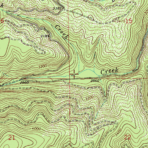 Topographic Map of Ash Creek, ID