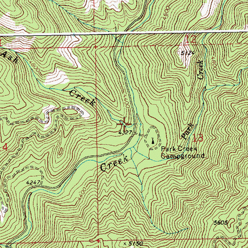 Topographic Map of Ash Creek, ID