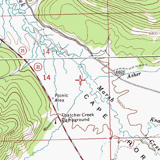 Topographic Map of Asher Creek, ID