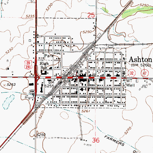Topographic Map of Ashton, ID