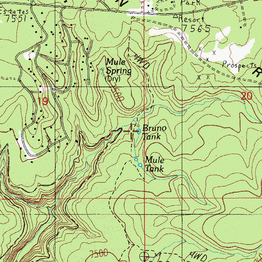 Topographic Map of Bruno Tank, AZ