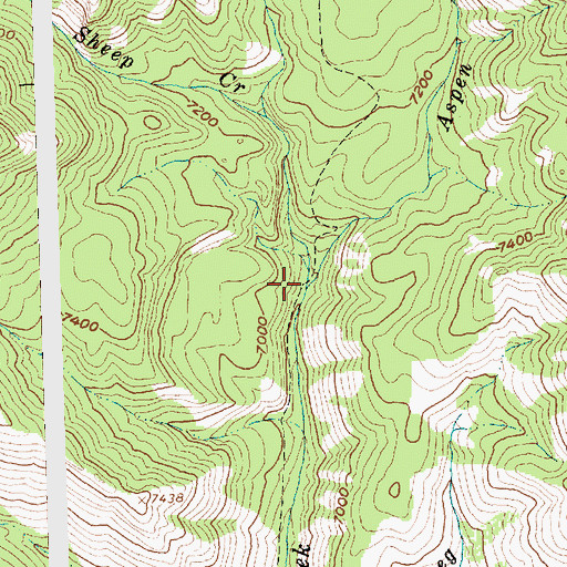 Topographic Map of Aspen Creek, ID