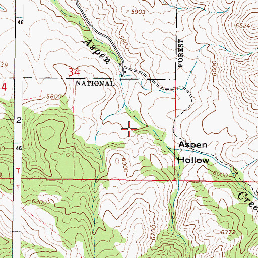 Topographic Map of Aspen Hollow, ID